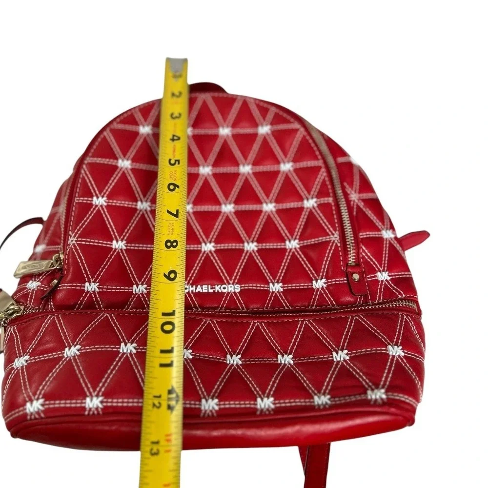 Michael Kors Rhea Medium Zip Quilted Leather Backpack – Bright Red